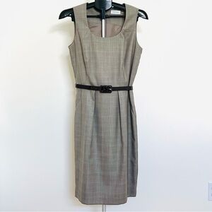 Calvin Klein Women’s Brown Plaid Sleeveless Dress With Matching Bolero Size 8